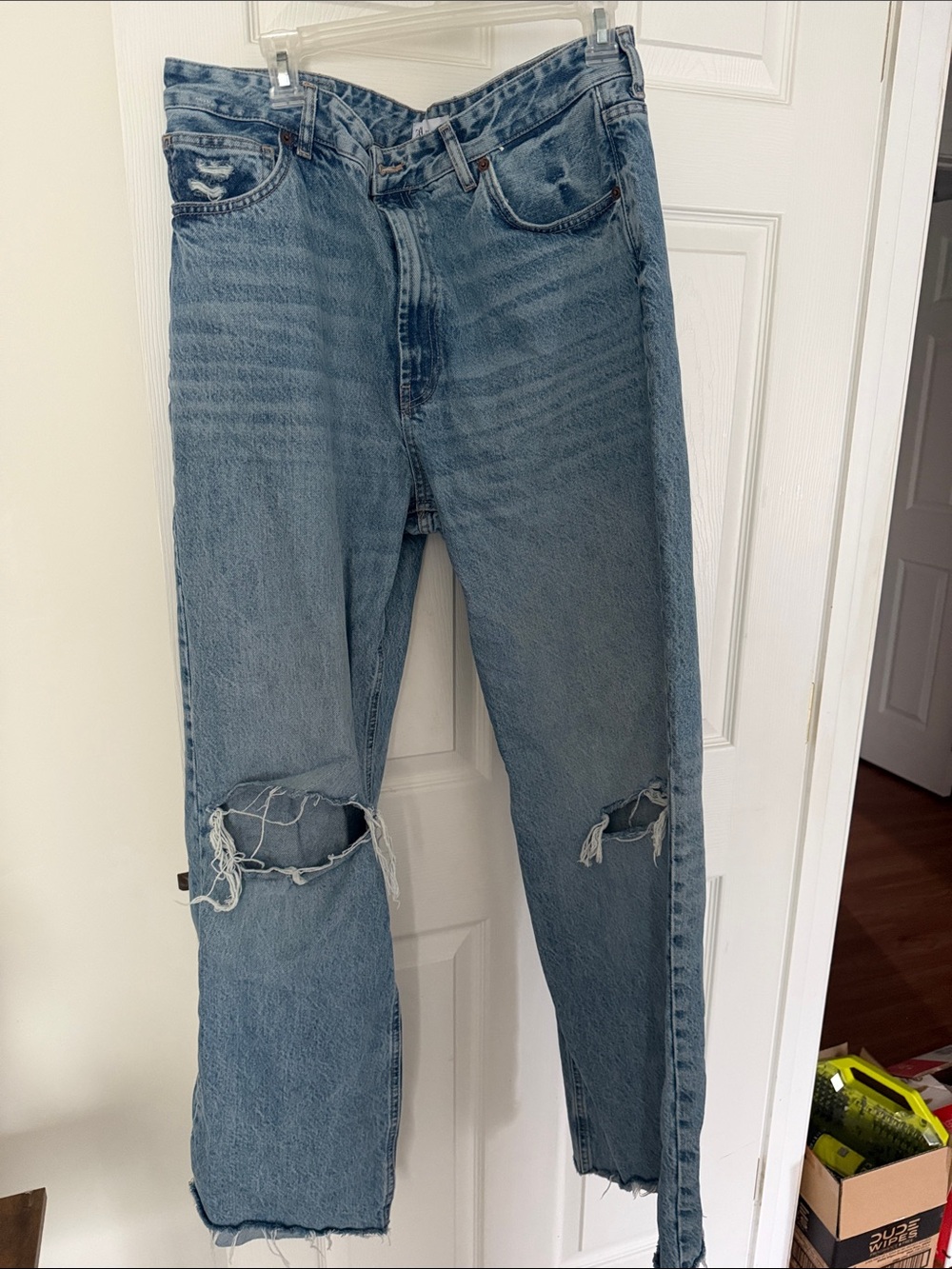 Light Wash Distressed Baggy Jeans - Picture 3 of 4